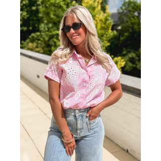 Chemise lignée Brigitte - Rose