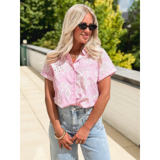 Chemise lignée Brigitte - Rose