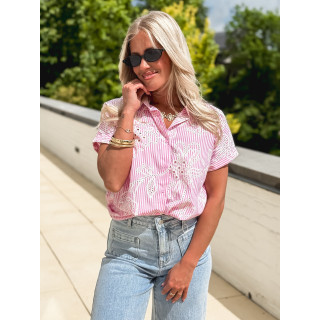 Chemise lignée Brigitte - Rose