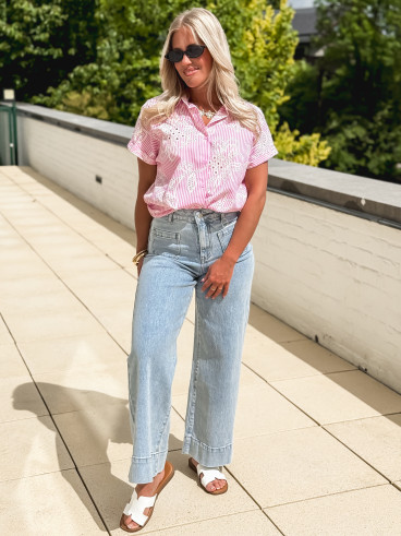 Chemise lignée Brigitte - Rose Chemise lignée Brigitte - Rose