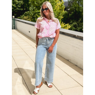 Chemise lignée Brigitte - Rose