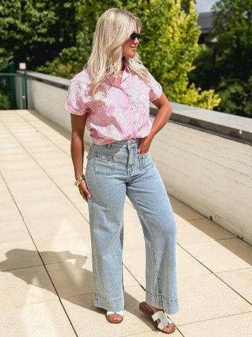 Chemise lignée Brigitte - Rose Chemise lignée Brigitte - Rose