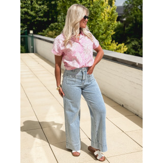 Chemise lignée Brigitte - Rose