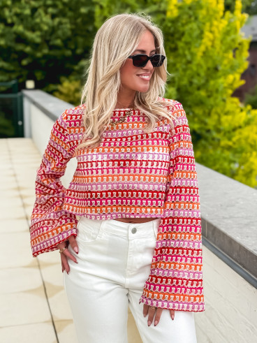 Blouse en crochet Nao - Multicolore