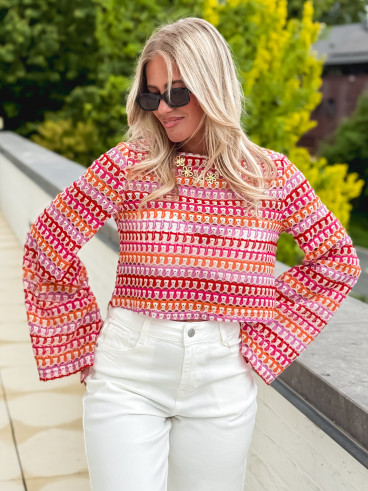 Blouse en crochet Nao - Multicolore