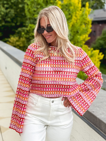 Blouse en crochet Nao - Multicolore