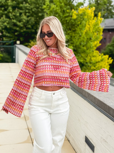 Blouse en crochet Nao - Multicolore