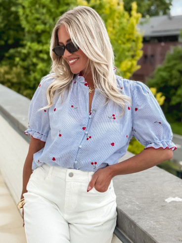 Chemisier à motifs Elonia - Bleu/Rouge