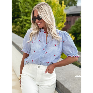 Chemisier à motifs Elonia - Bleu/Rouge
