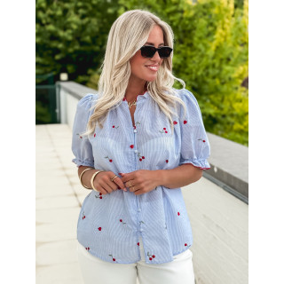 Chemisier à motifs Elonia - Bleu/Rouge