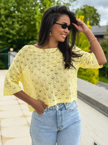 Blouse en crochet Larissa - Jaune