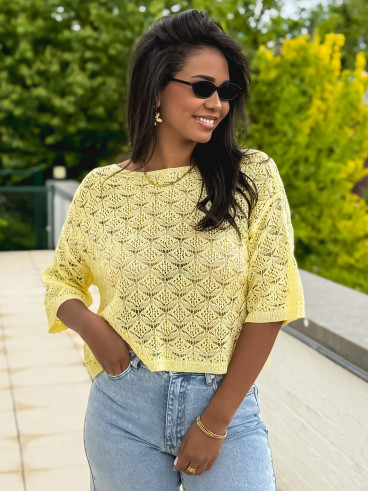Blouse en crochet Larissa - Jaune