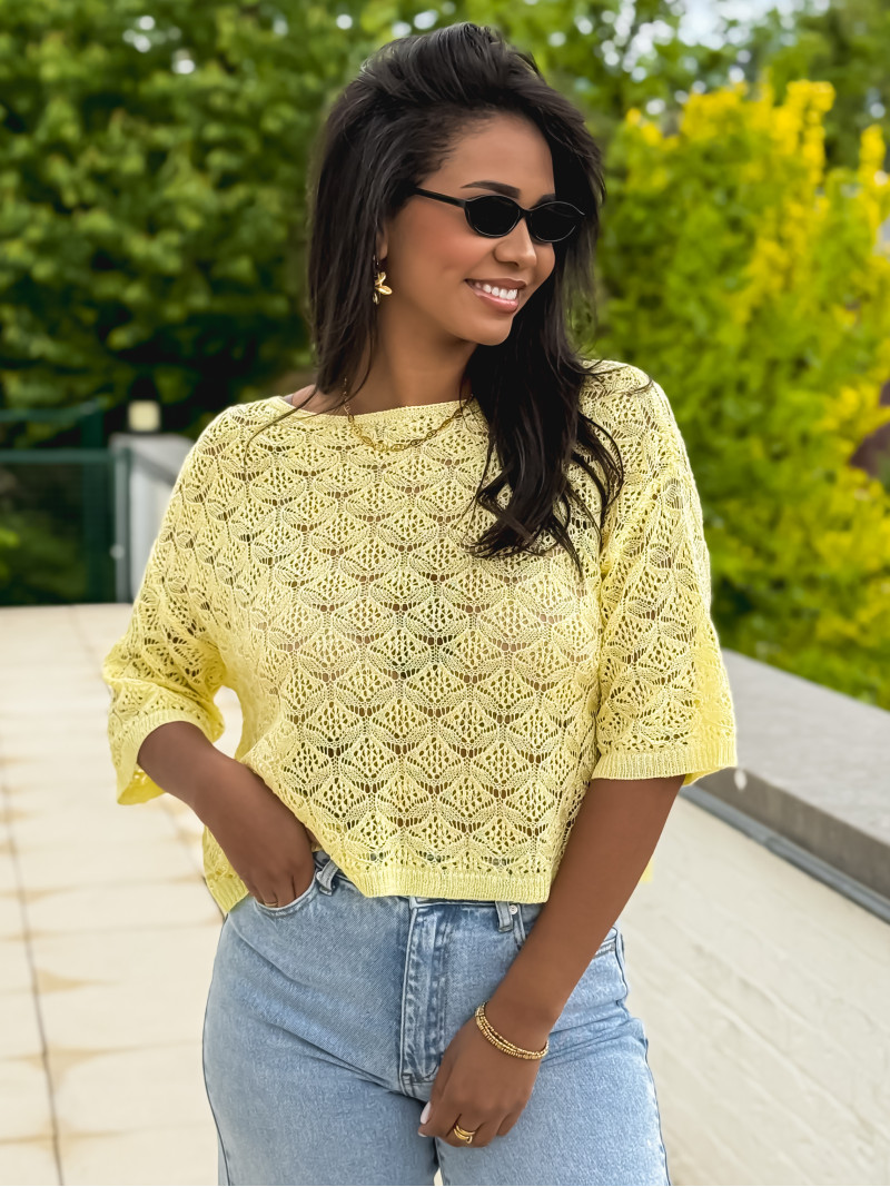 Blouse en crochet Larissa - Jaune