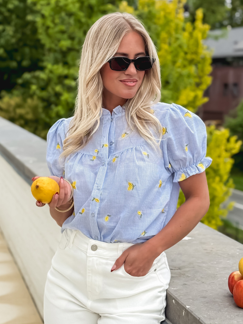Chemisier à motifs Felice - Bleu/Jaune