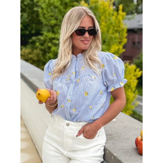 Chemisier à motifs Felice - Bleu/Jaune