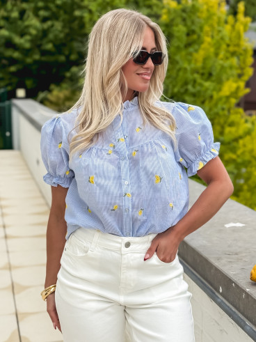 Chemisier à motifs Felice - Bleu/Jaune