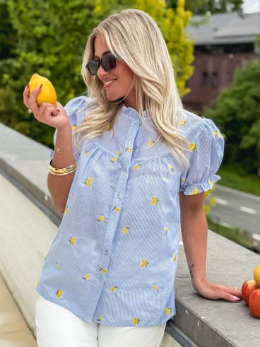 Chemisier à motifs Felice - Bleu/Jaune