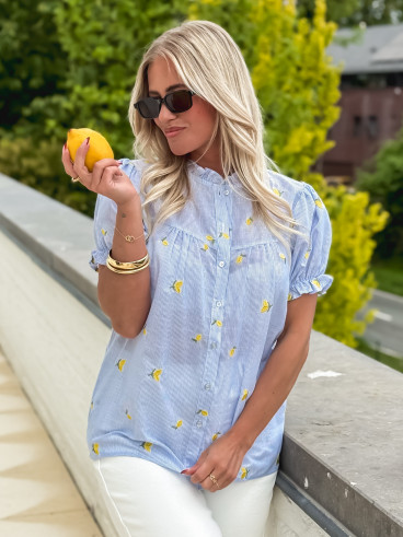 Chemisier à motifs Felice - Bleu/Jaune