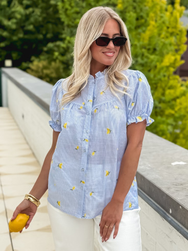 Chemisier à motifs Felice - Bleu/Jaune