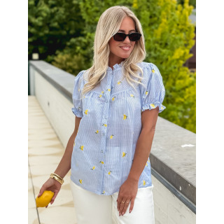 Chemisier à motifs Felice - Bleu/Jaune