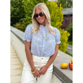 Chemisier à motifs Felice - Bleu/Jaune