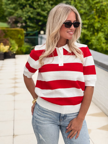 Polo Livia - Rouge/Blanc