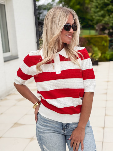 Polo Livia - Rouge/Blanc