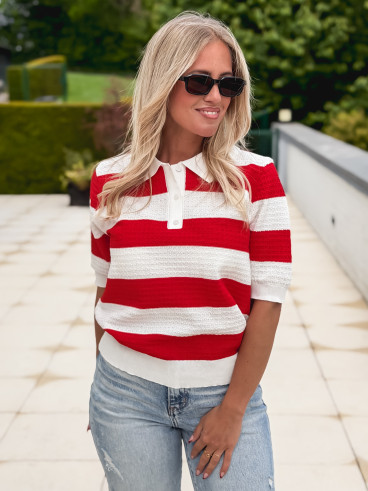 Polo Livia - Rouge/Blanc