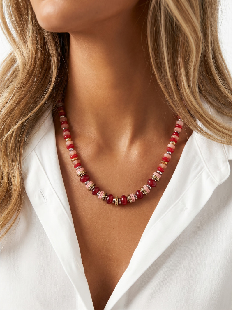 Collier Yaël Rouge/Rose