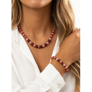 Bracelet perlé Yaël - Rouge/Rose