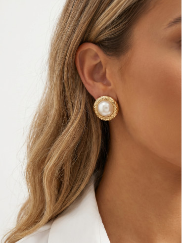 Boucles d'oreilles Claudine - Doré/Nacré