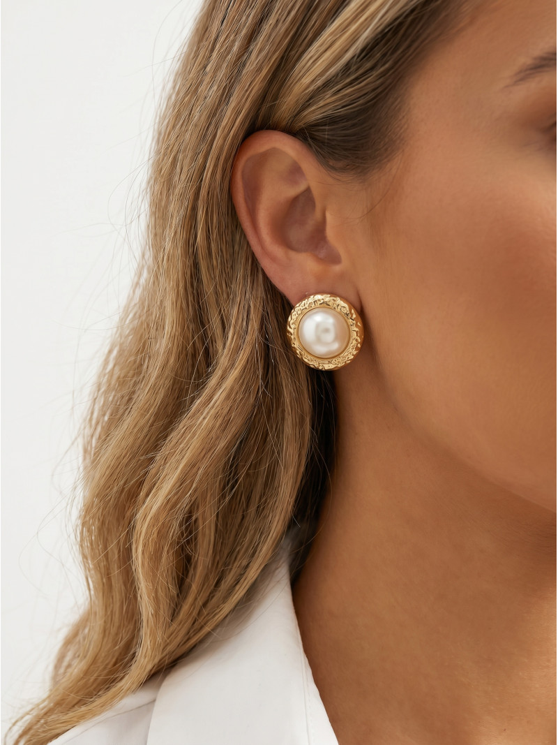 Boucles d'oreilles Claudine - Doré/Nacré
