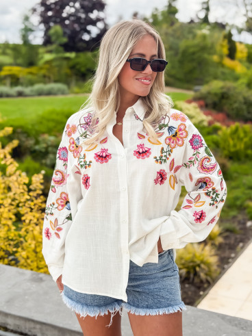 Chemise à motifs Rosalba - Blanc