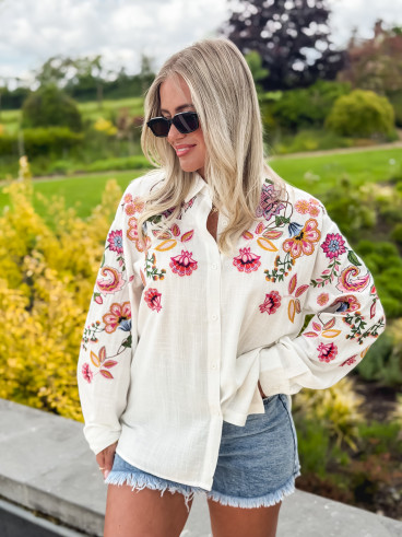 Chemise à motifs Rosalba - Blanc