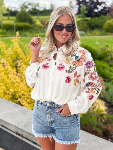 Chemise à motifs Rosalba - Blanc