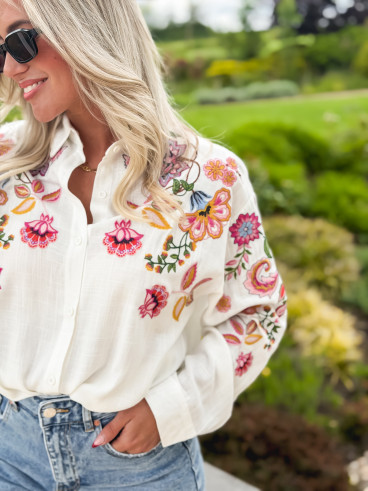 Chemise à motifs Rosalba - Blanc