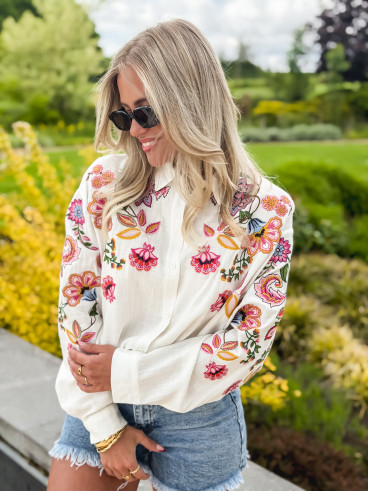 Chemise à motifs Rosalba - Blanc