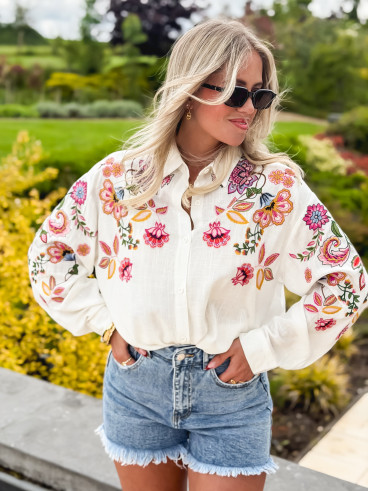 Chemise à motifs Rosalba - Blanc