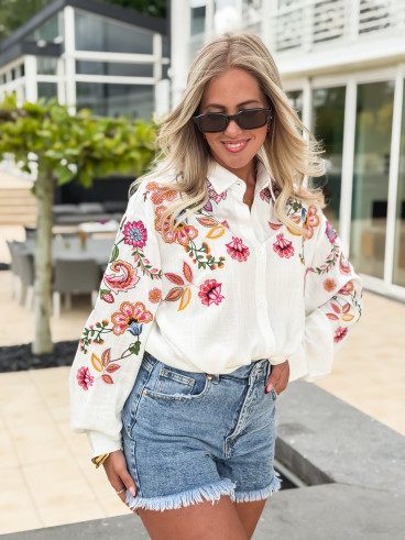 Chemise à motifs Rosalba - Blanc