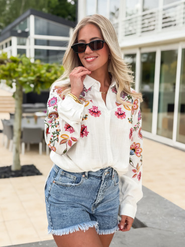 Chemise à motifs Rosalba - Blanc