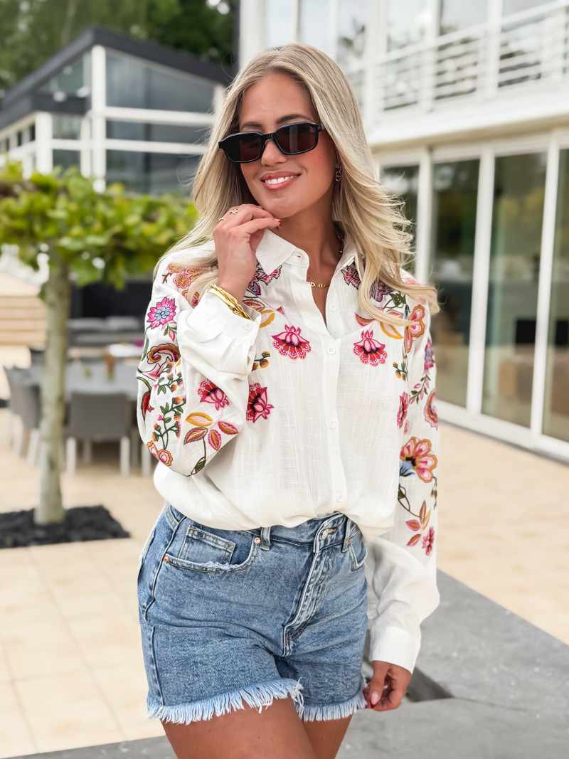 Chemise à motifs Rosalba - Blanc