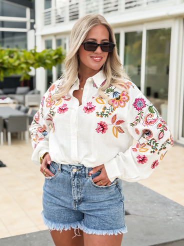 Chemise à motifs Rosalba - Blanc