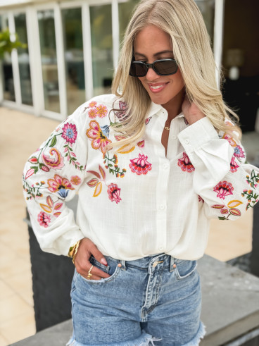 Chemise à motifs Rosalba - Blanc