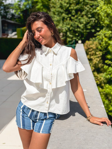 Chemisier en jeans Rosana - Blanc Chemisier en jeans Rosana - Blanc