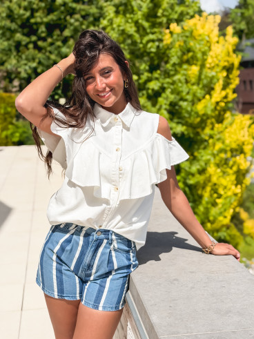 Chemisier en jeans Rosana - Blanc Chemisier en jeans Rosana - Blanc