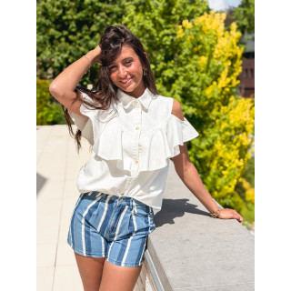 Chemisier en jeans Rosana - Blanc