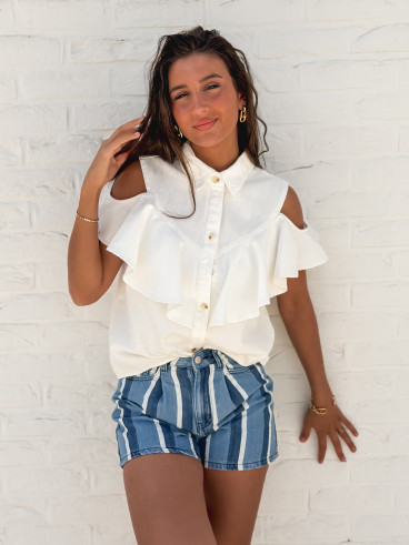 Chemisier en jeans Rosana - Blanc Chemisier en jeans Rosana - Blanc