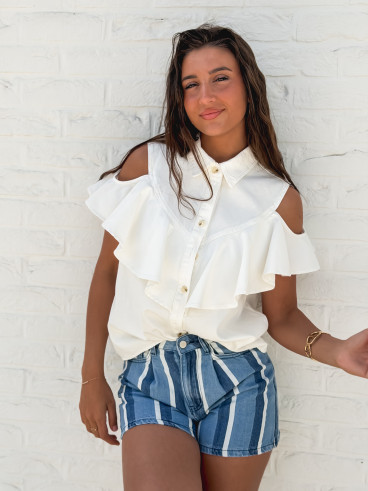 Chemisier en jeans Rosana - Blanc Chemisier en jeans Rosana - Blanc