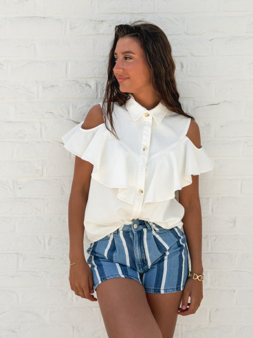 Chemisier en jeans Rosana - Blanc Chemisier en jeans Rosana - Blanc