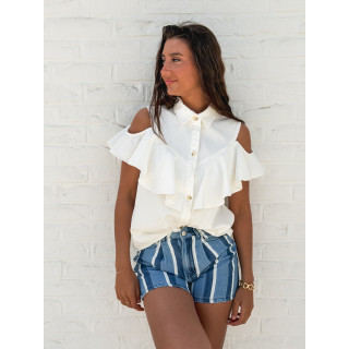 Chemisier en jeans Rosana - Blanc